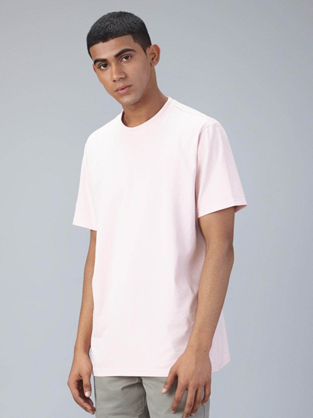 

Bhaane Unisex Pink Solid Round Neck T-shirt