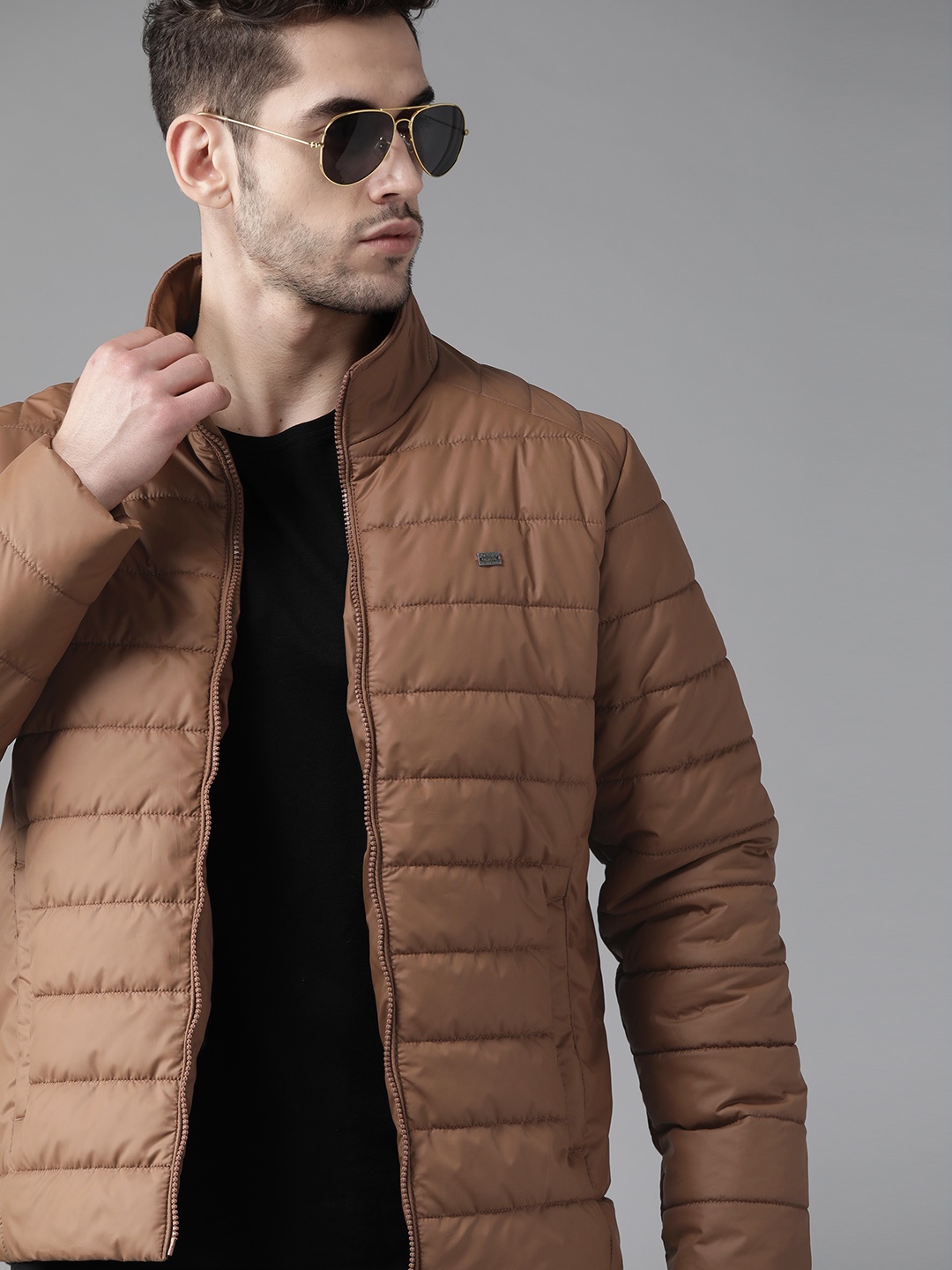 

Roadster Men Brown Solid Padded Jacket