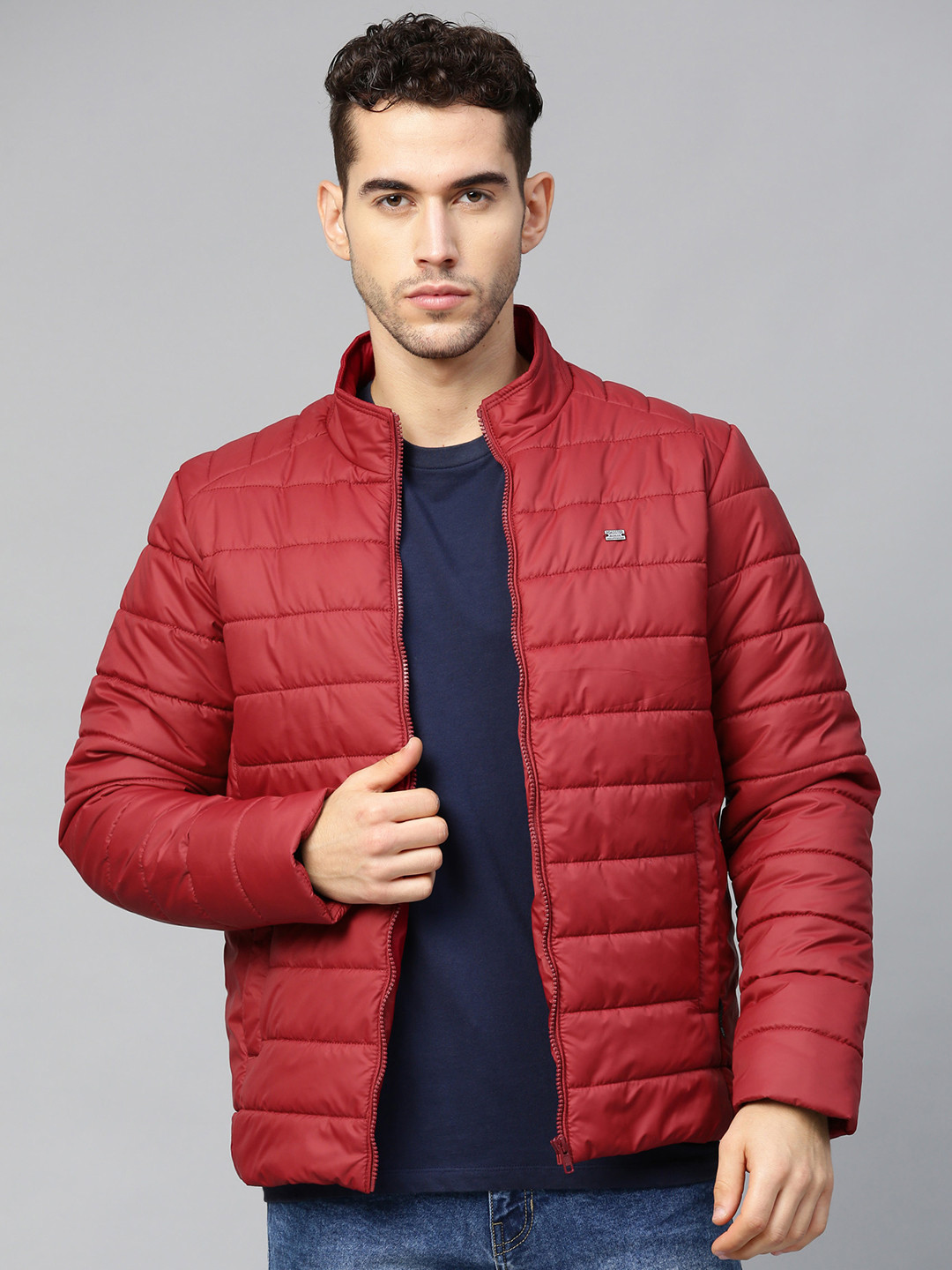 

Roadster Men Red Solid Padded Jacket