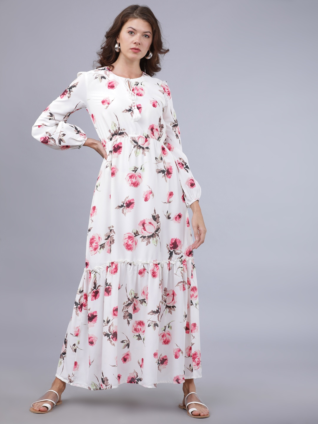 

Tokyo Talkies Women White Printed Maxi Dress