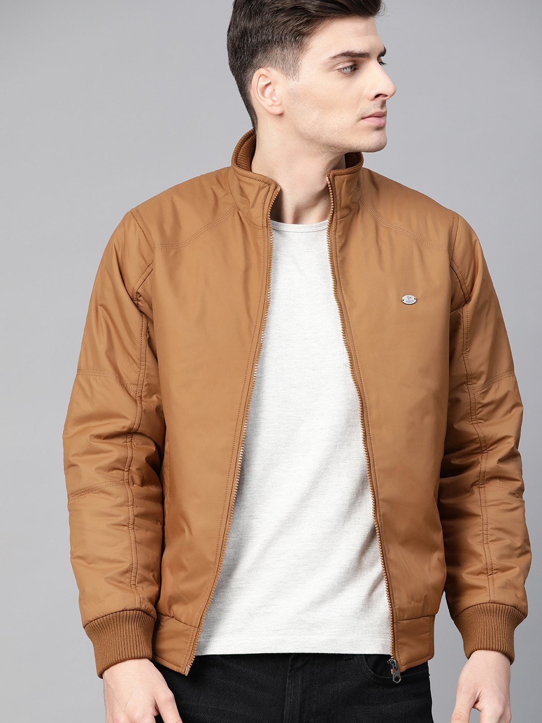 

Roadster Men Brown Solid Bomber Jacket