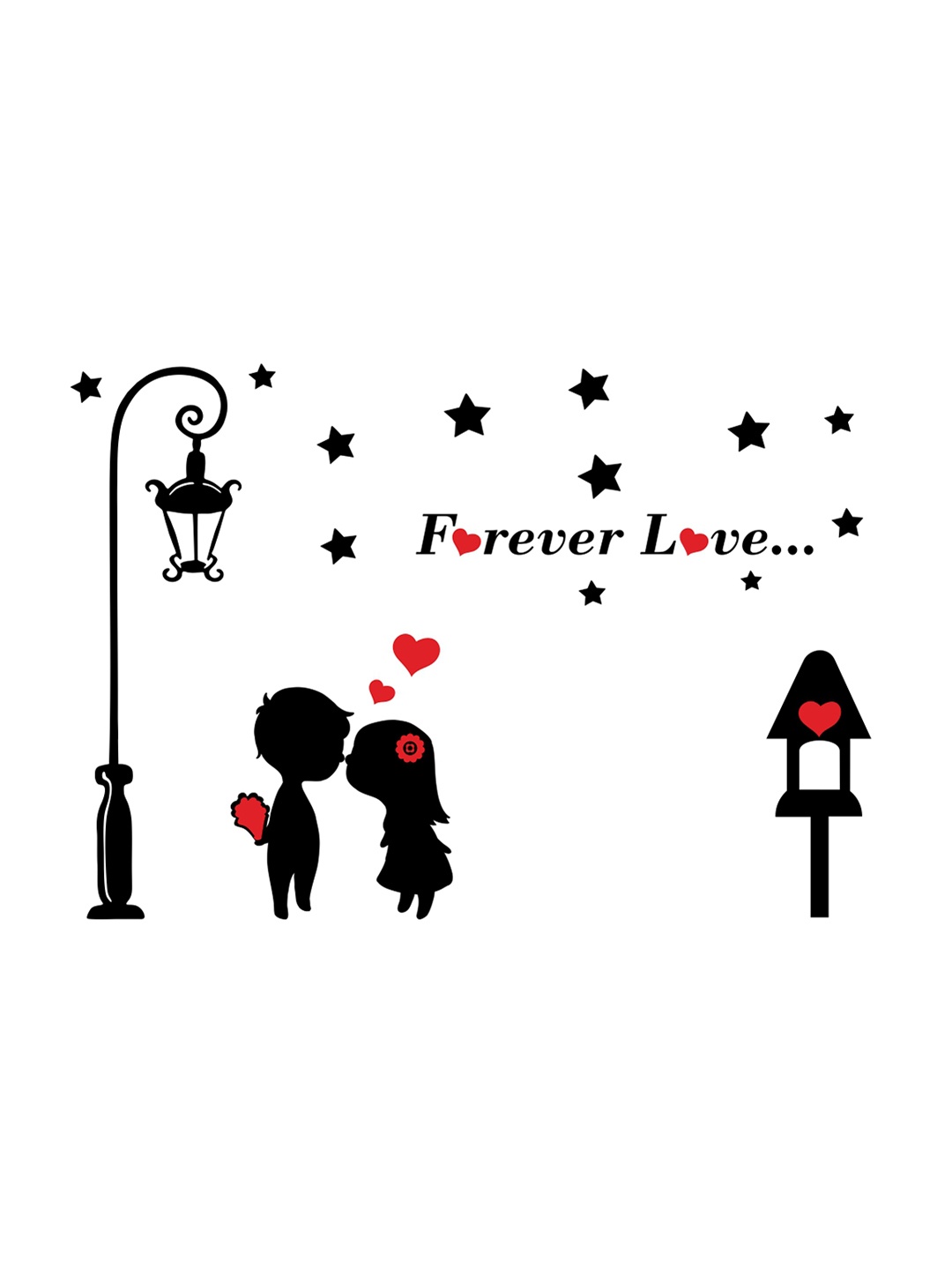 

rawpockets Multicoloured Love Couple PVC Vinyl Wall Stickers, Multi