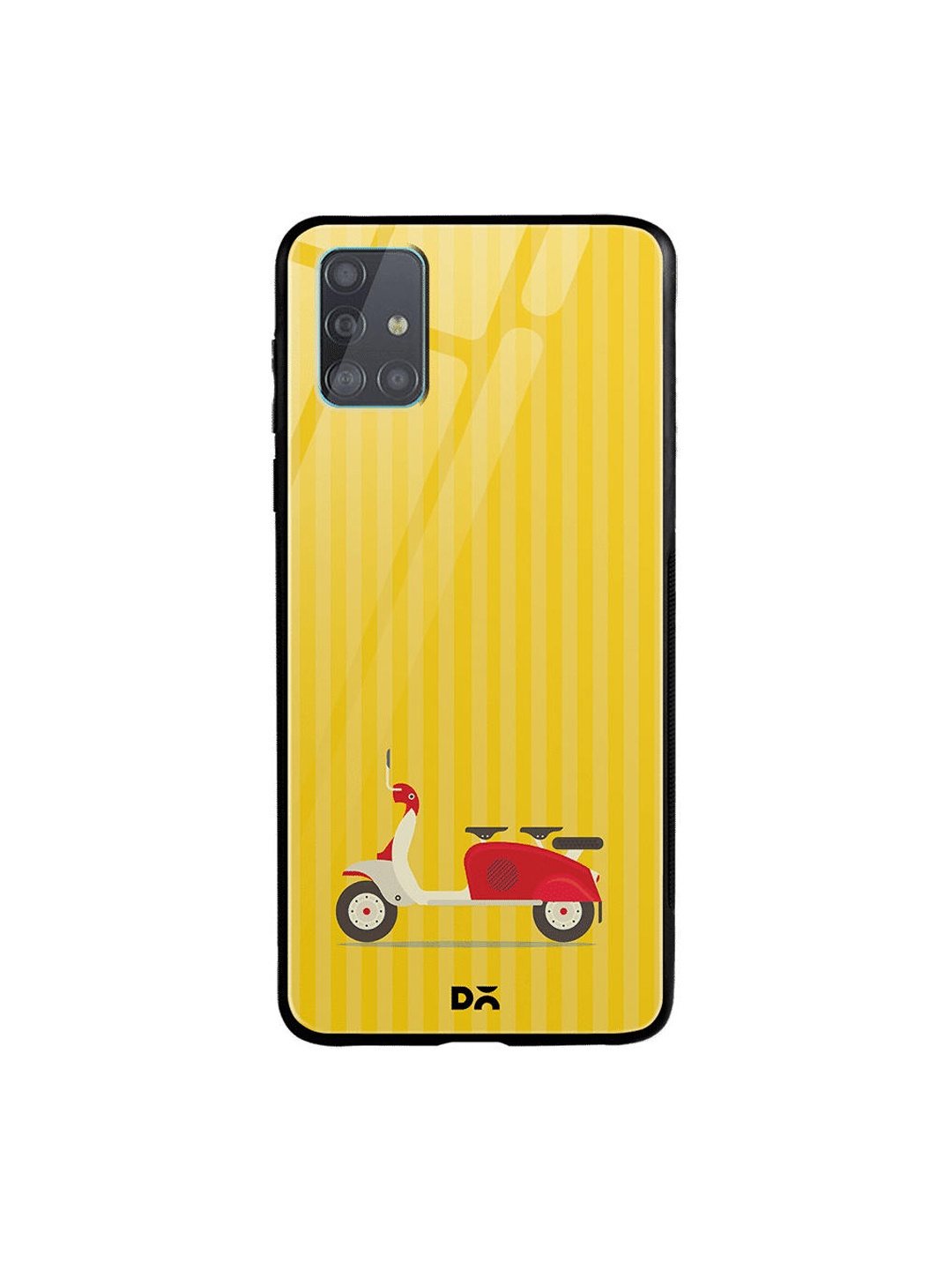 

DailyObjects Yellow & Red 3 To Go Scooter Striped Samsung Galaxy A51 Glass Case