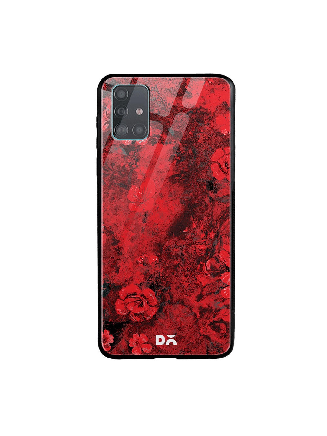 

DailyObjects Red & Black Marble Flowers Samsung Galaxy A71 Glass Case