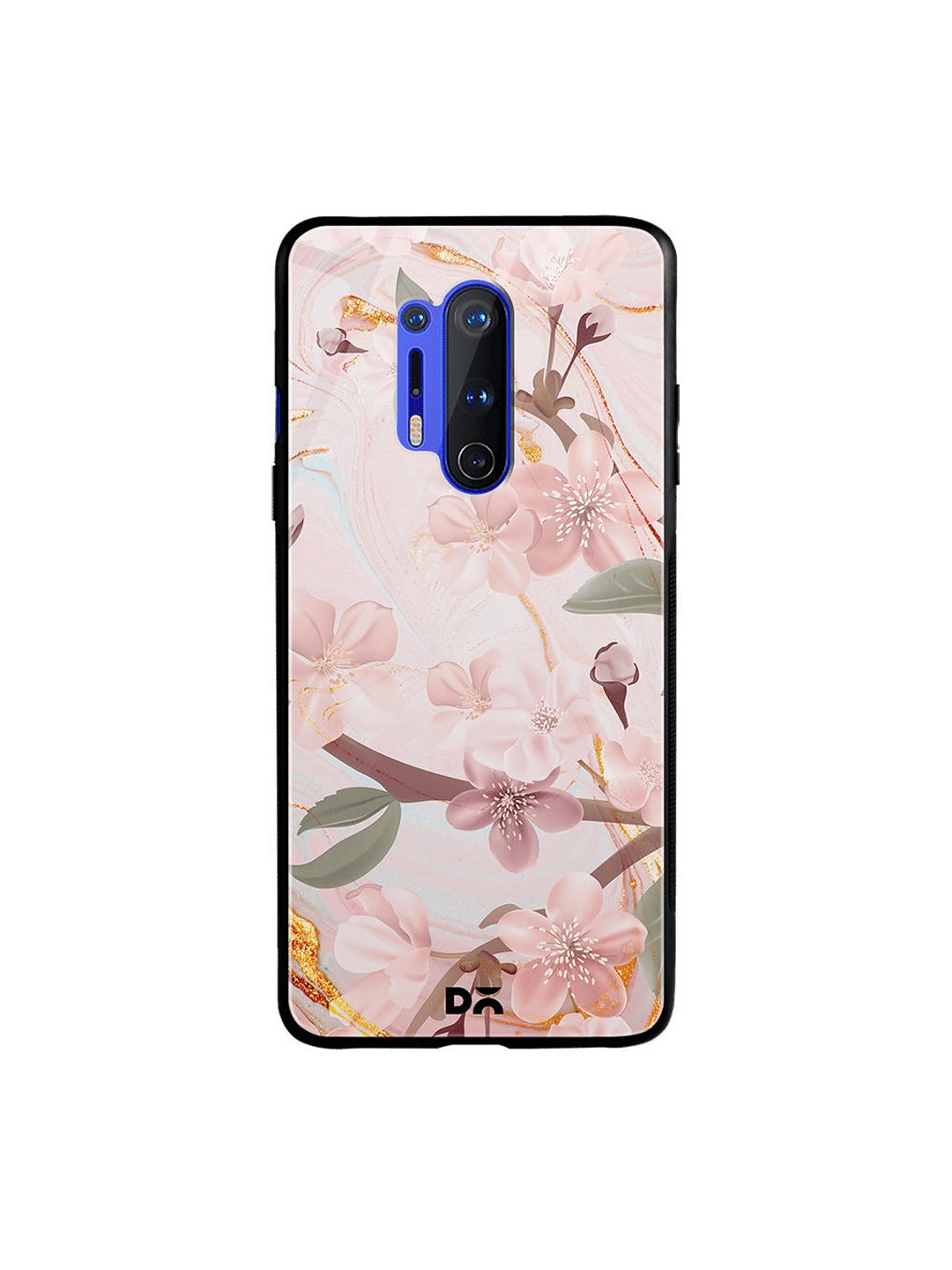 

DailyObjects Pink & Green Marble Flowers OnePlus 8 Pro Glass Case