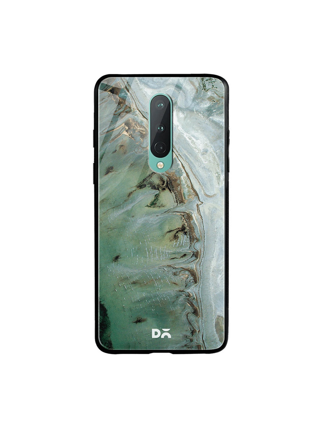 

DailyObjects Sea Green & Brown Beach Marble OnePlus 8 Glass Case