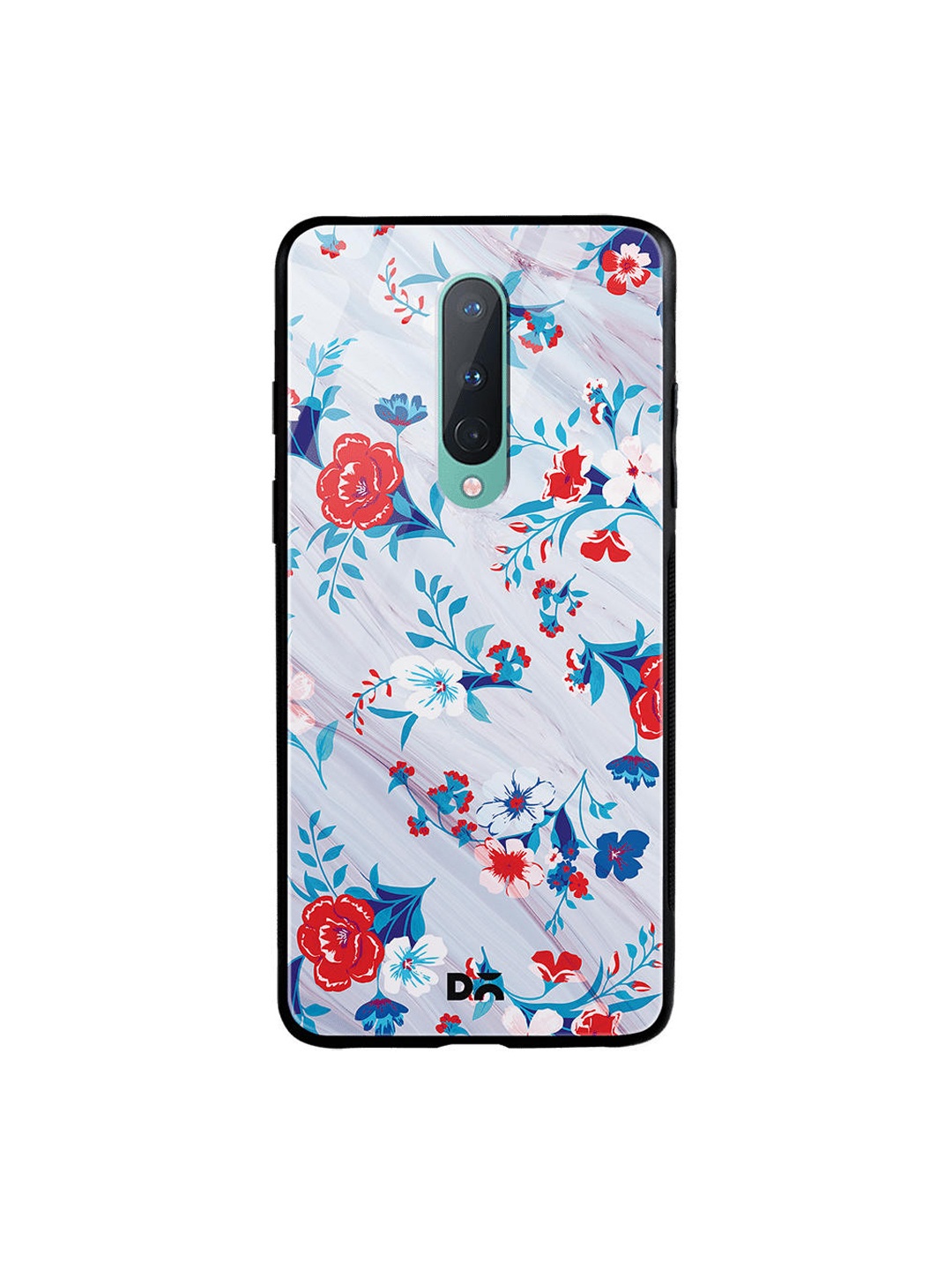 

DailyObjects Grey & Teal Blue Marble Flowers OnePlus 8 Glass Case