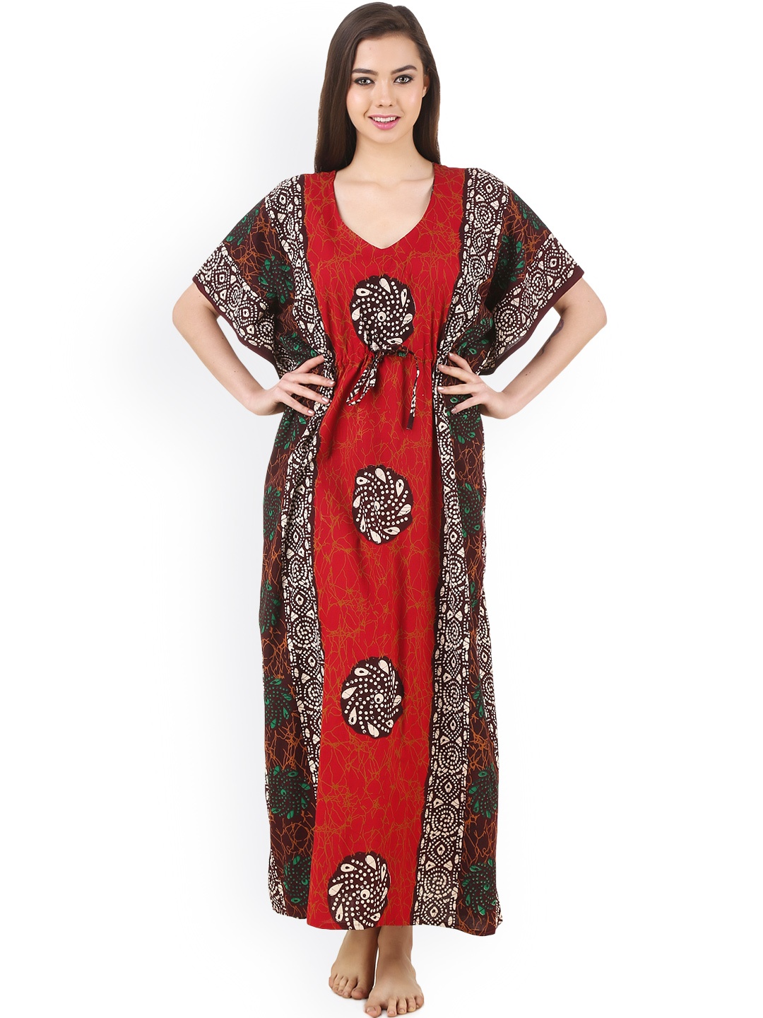 

Masha Red & Black Printed Maxi Nightdress NT-A56-583