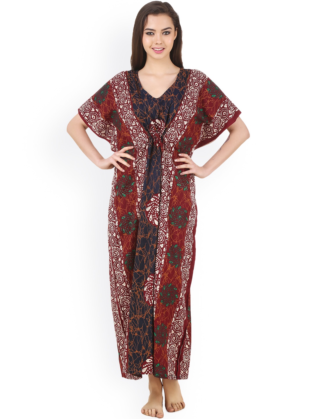 

Masha Brown Printed Maxi Nightdress NT-A56-584