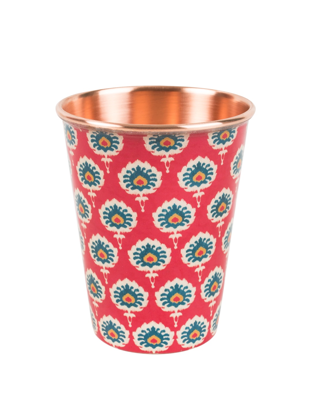 

Chumbak Red & Beige Printed Burgeoning Seed Large Copper Tumbler