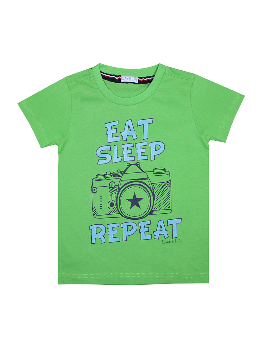 

Luke Lilly Boys Green Printed Round Neck Pure Cotton T-shirt