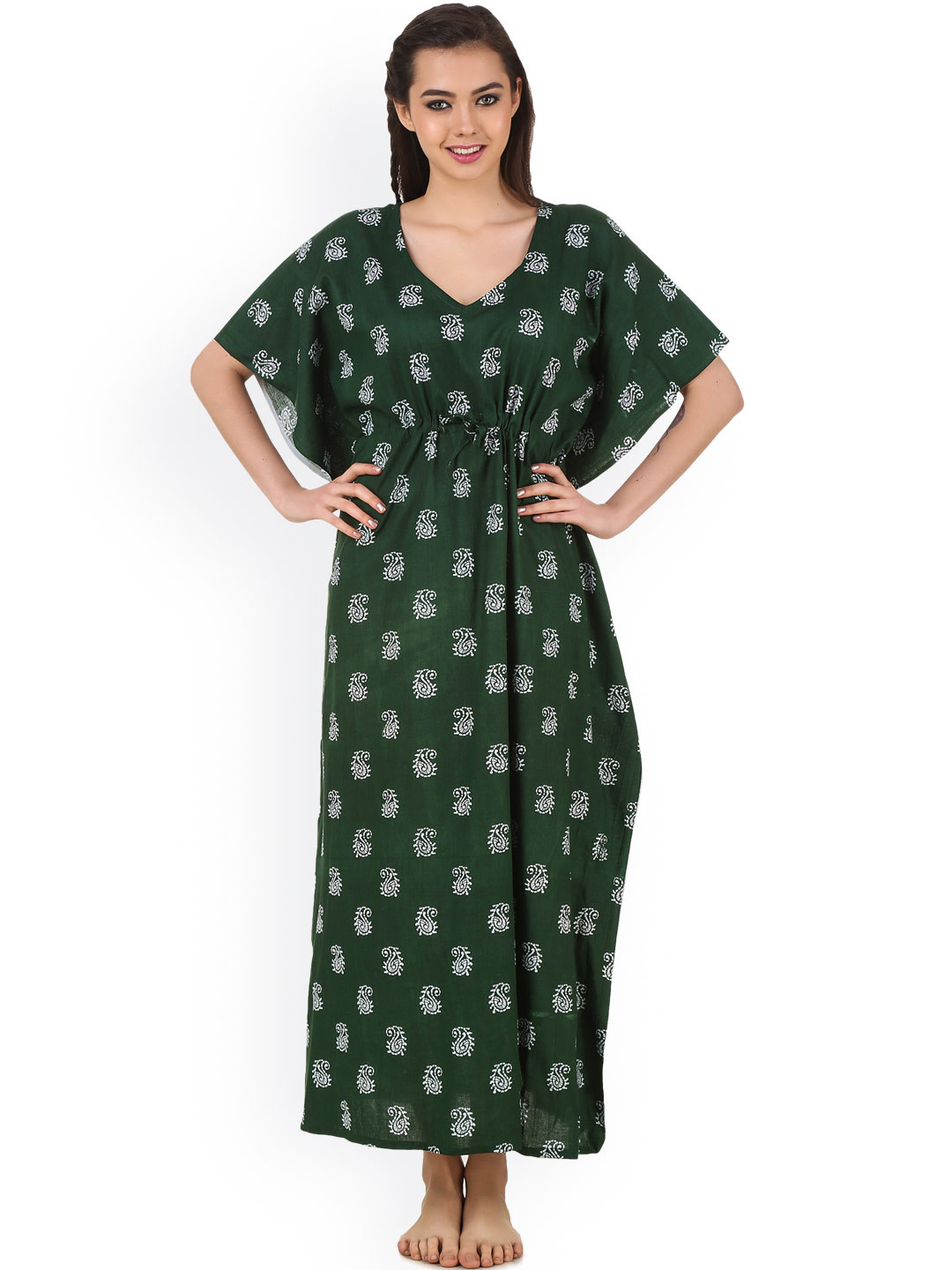 

Masha Green Paisley Print Maxi Nightdress NT-A65-614