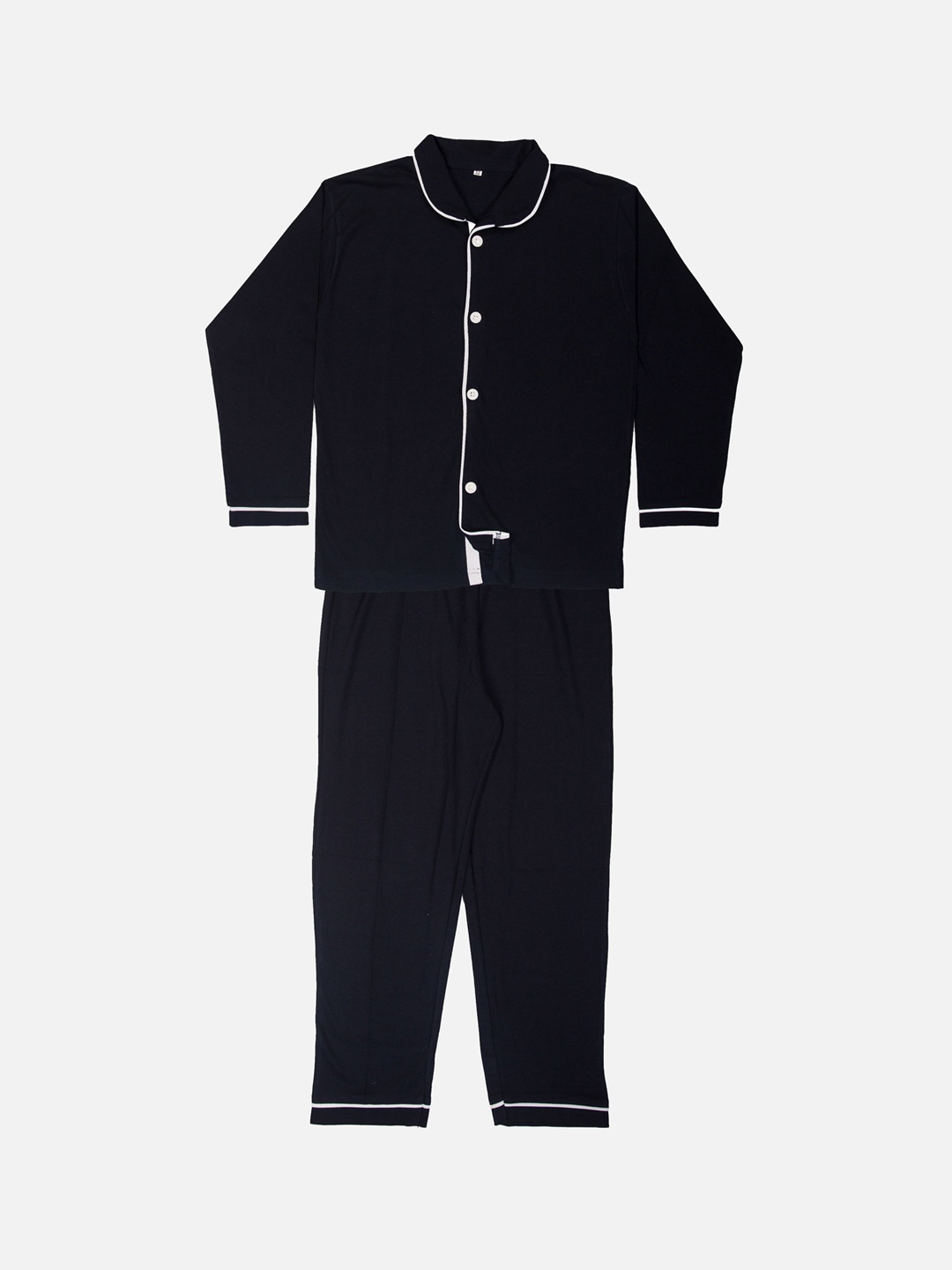 

TINY HUG Boys Navy Blue Solid Shirt with Pyjamas