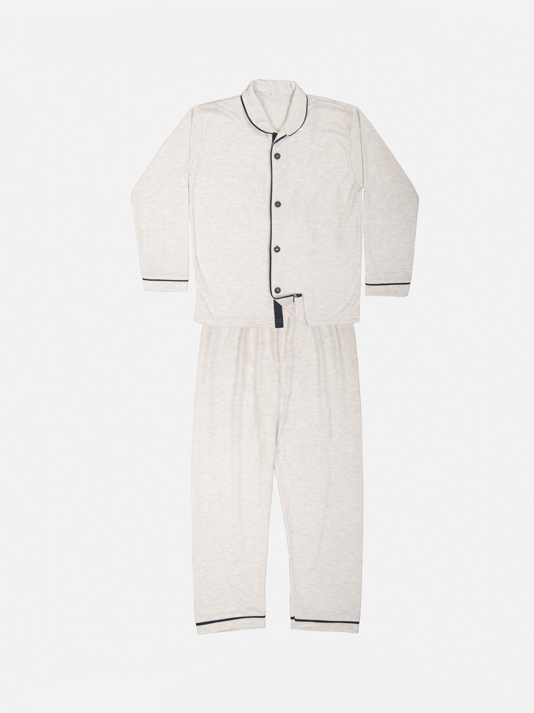 

TINY HUG Boys Grey Melange Solid Shirt with Pyjamas