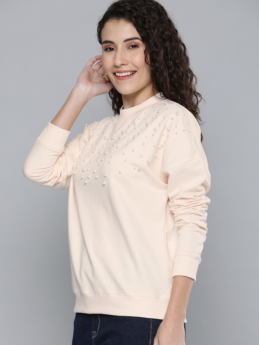 

Mast & Harbour Women Beige Embellished Sweatshirt