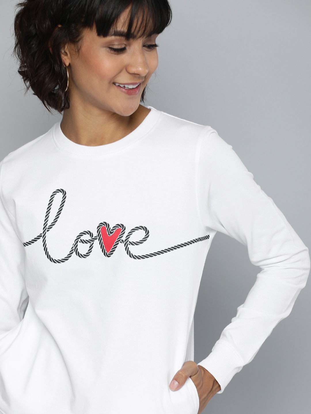 

Mast & Harbour Women White Printed Pullover Sweatshirt