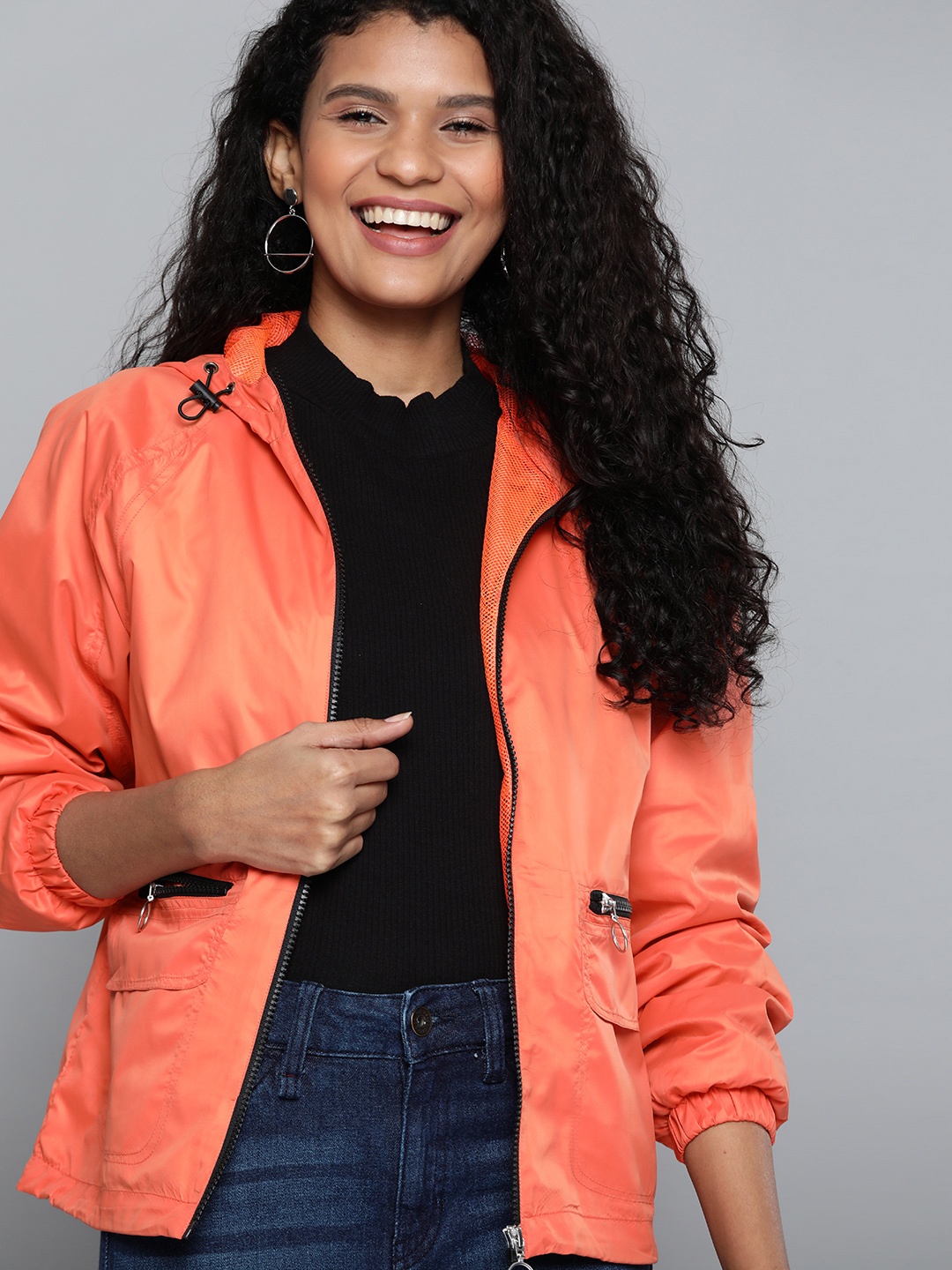 

Mast & Harbour Women Orange Solid Lightweight Tailored Jacket