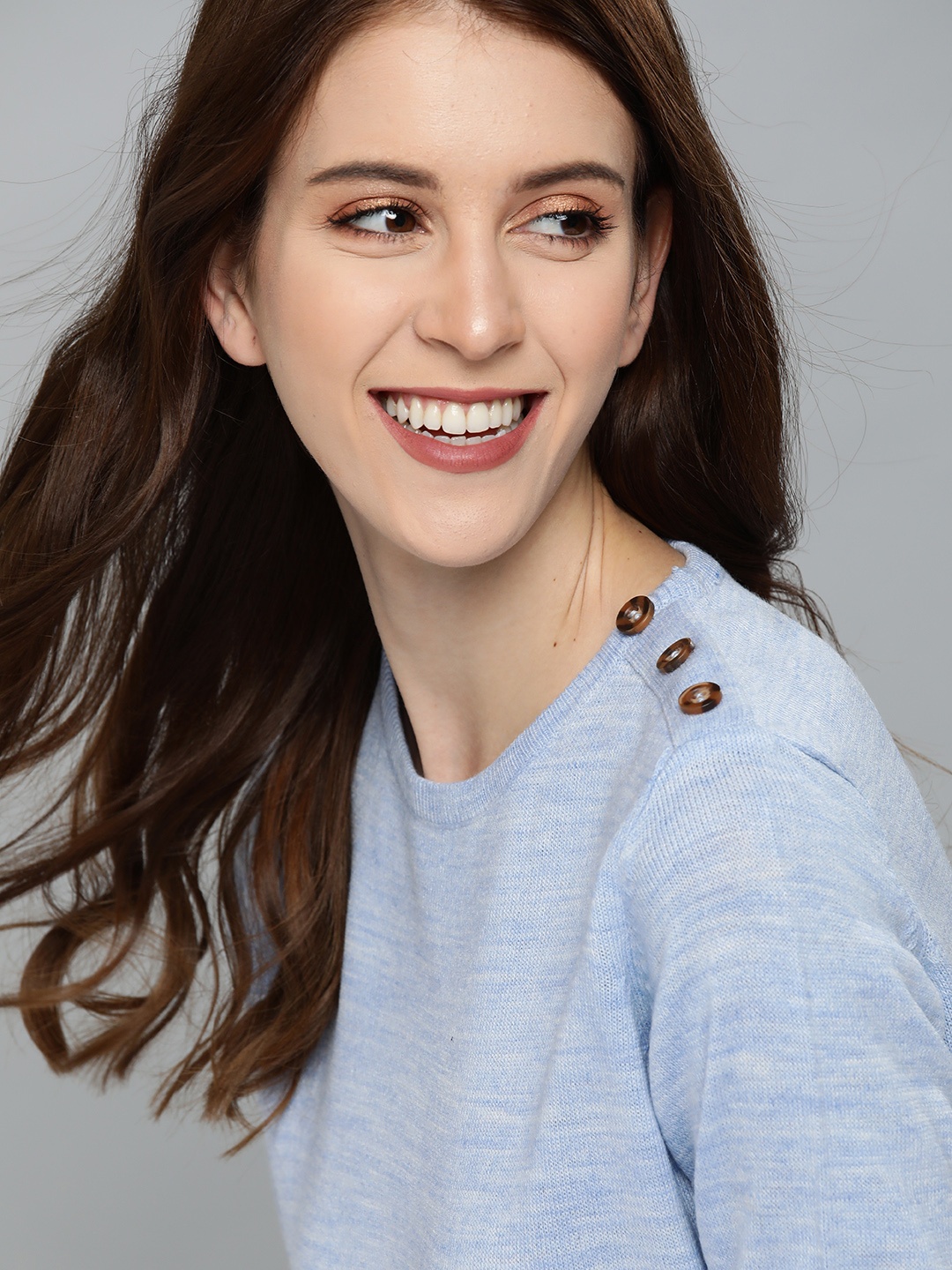 

Mast & Harbour Women Blue Solid Pullover