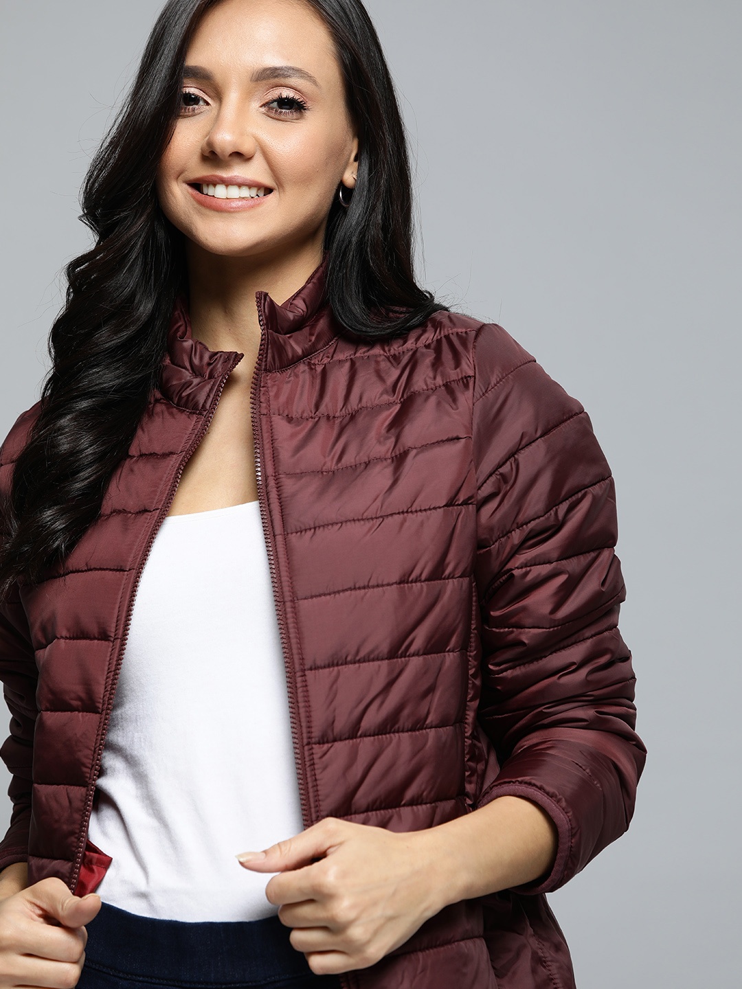 

Mast & Harbour Women Maroon Solid Puffer Jacket