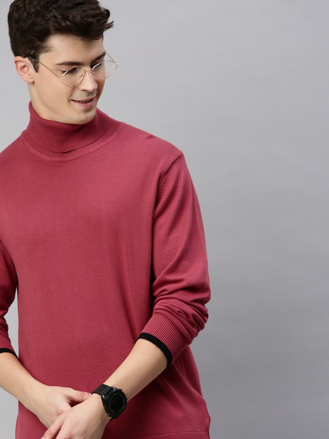 

Mast & Harbour Men Brick Red Solid Pullover