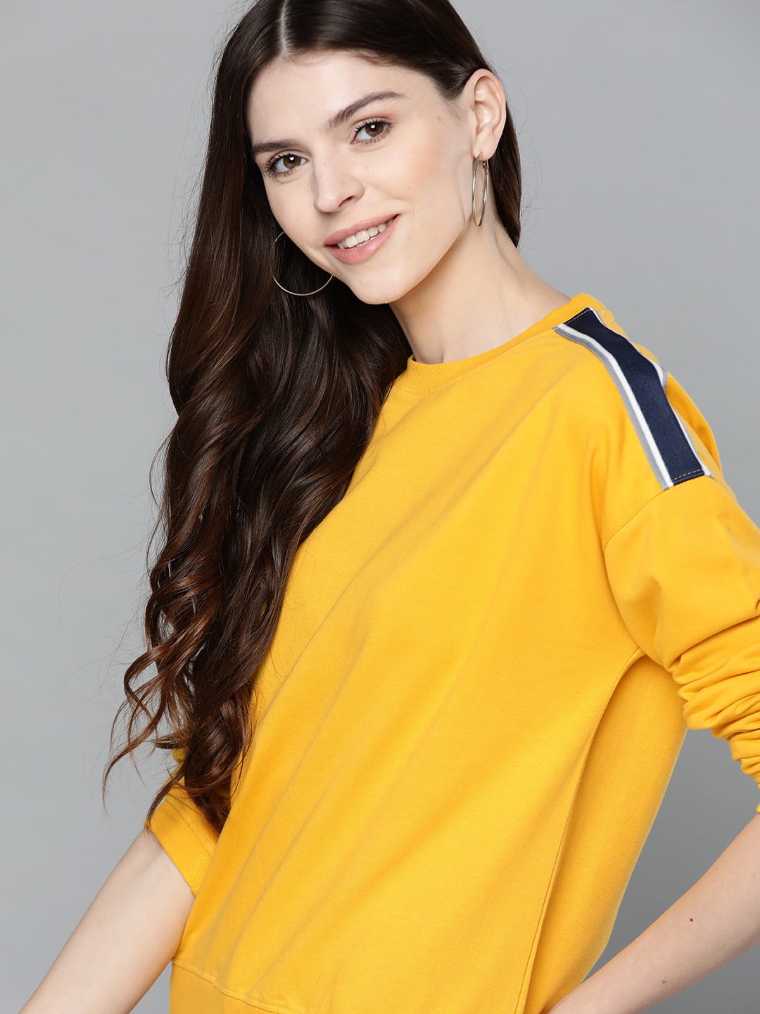 

Mast & Harbour Women Yellow Solid Sweatshirt