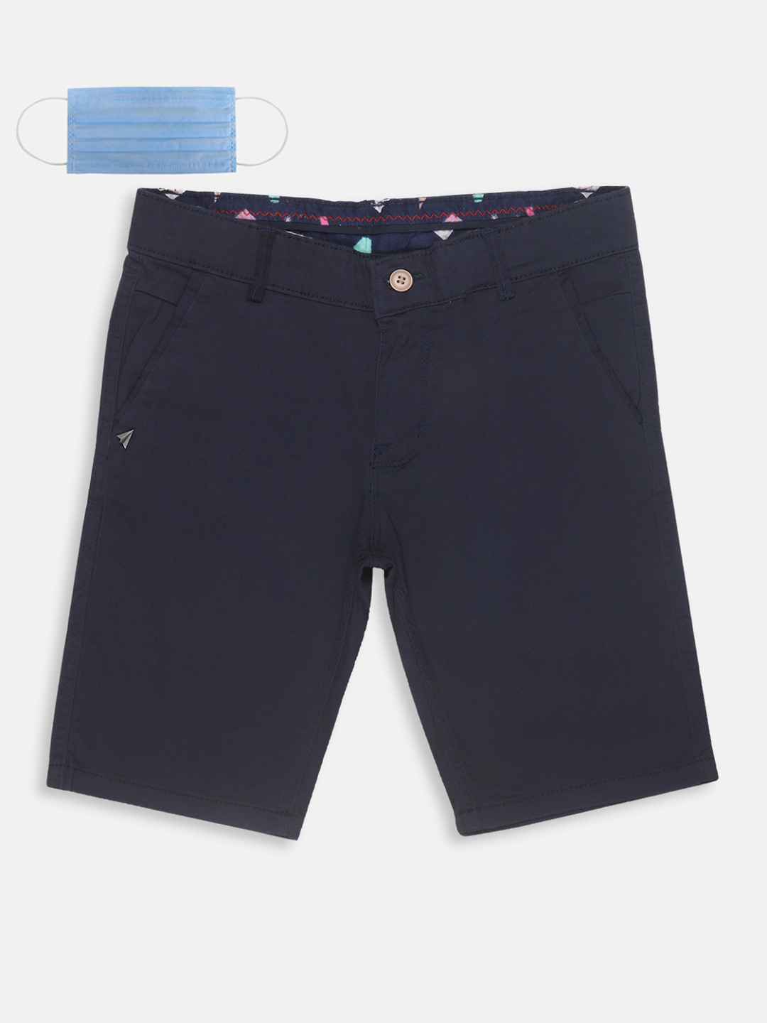 

Lil Tomatoes Boys Navy Blue Solid Regular Fit Shorts