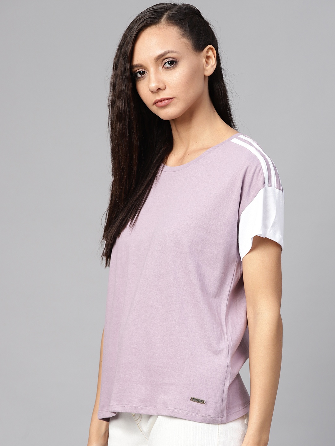 

Roadster Women Lavender Solid Round Neck Pure Cotton T-shirt