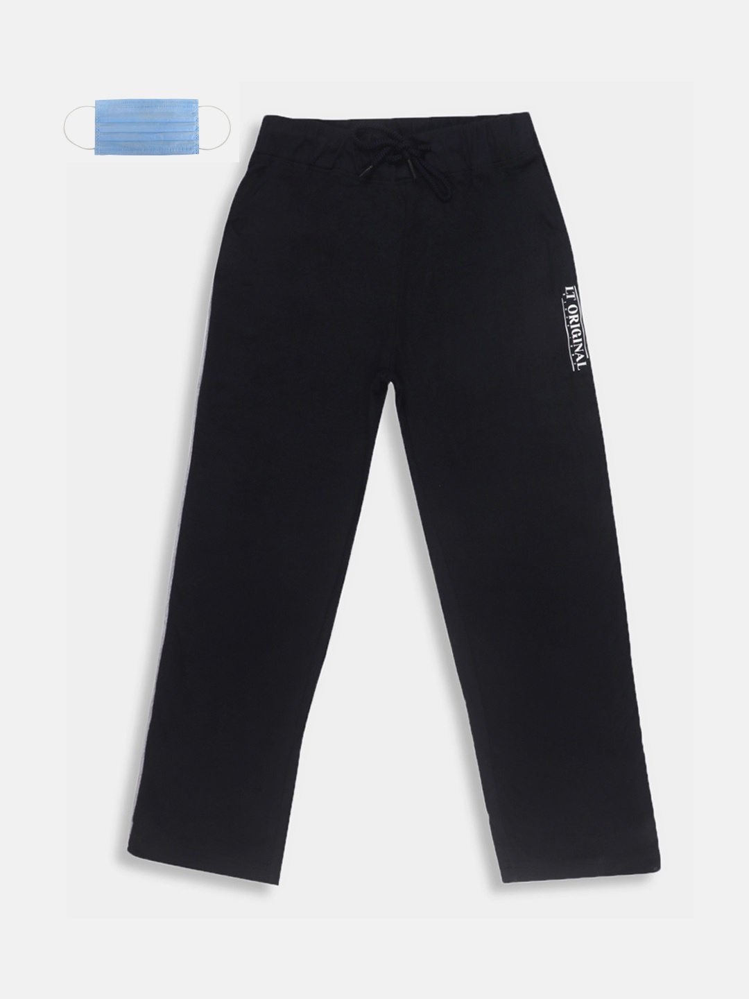 

Lil Tomatoes Boys Navy Blue Solid Straight-Fit Track Pants