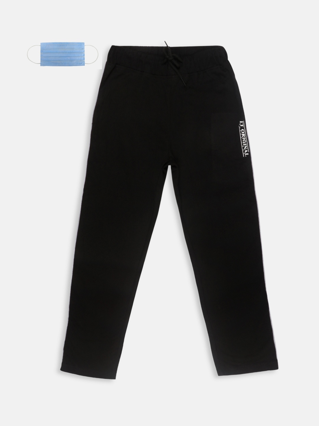 

Lil Tomatoes Boys Black Solid Straight-Fit Track Pants