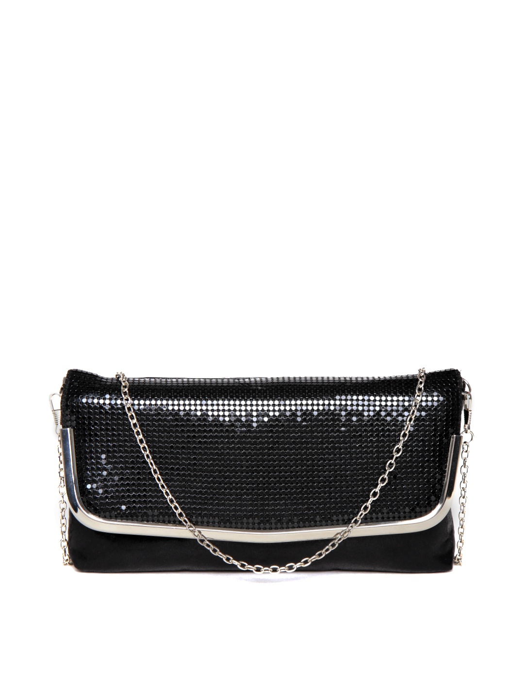 

Lino Perros Black Shimmer Clutch with Chain Strap