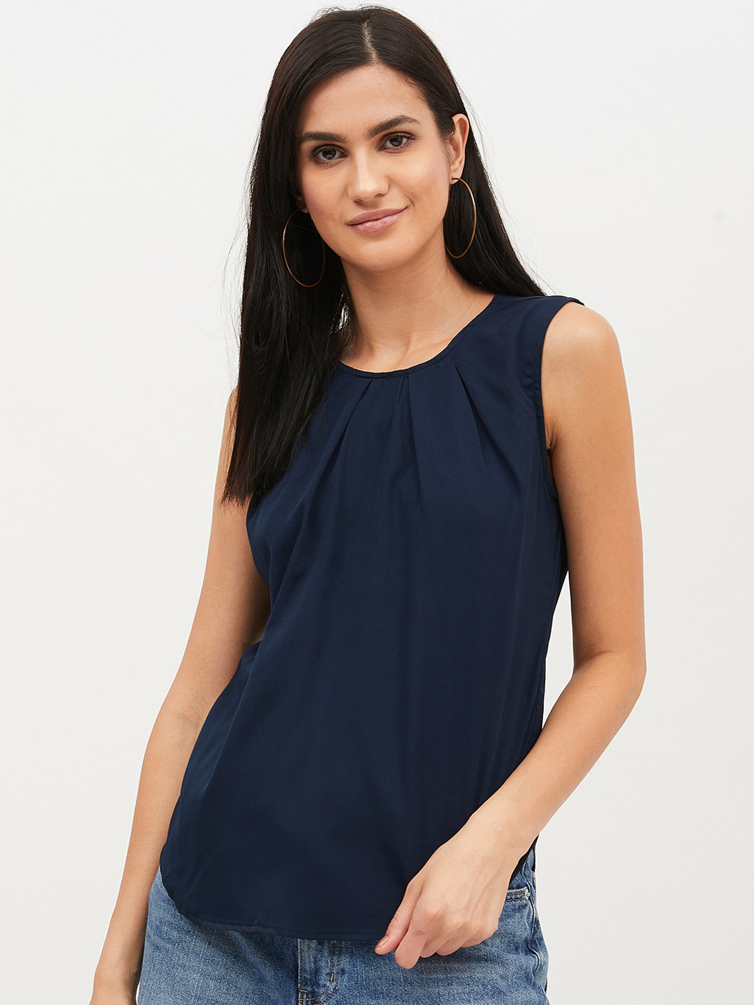 

Harpa Women Navy Blue Solid Top