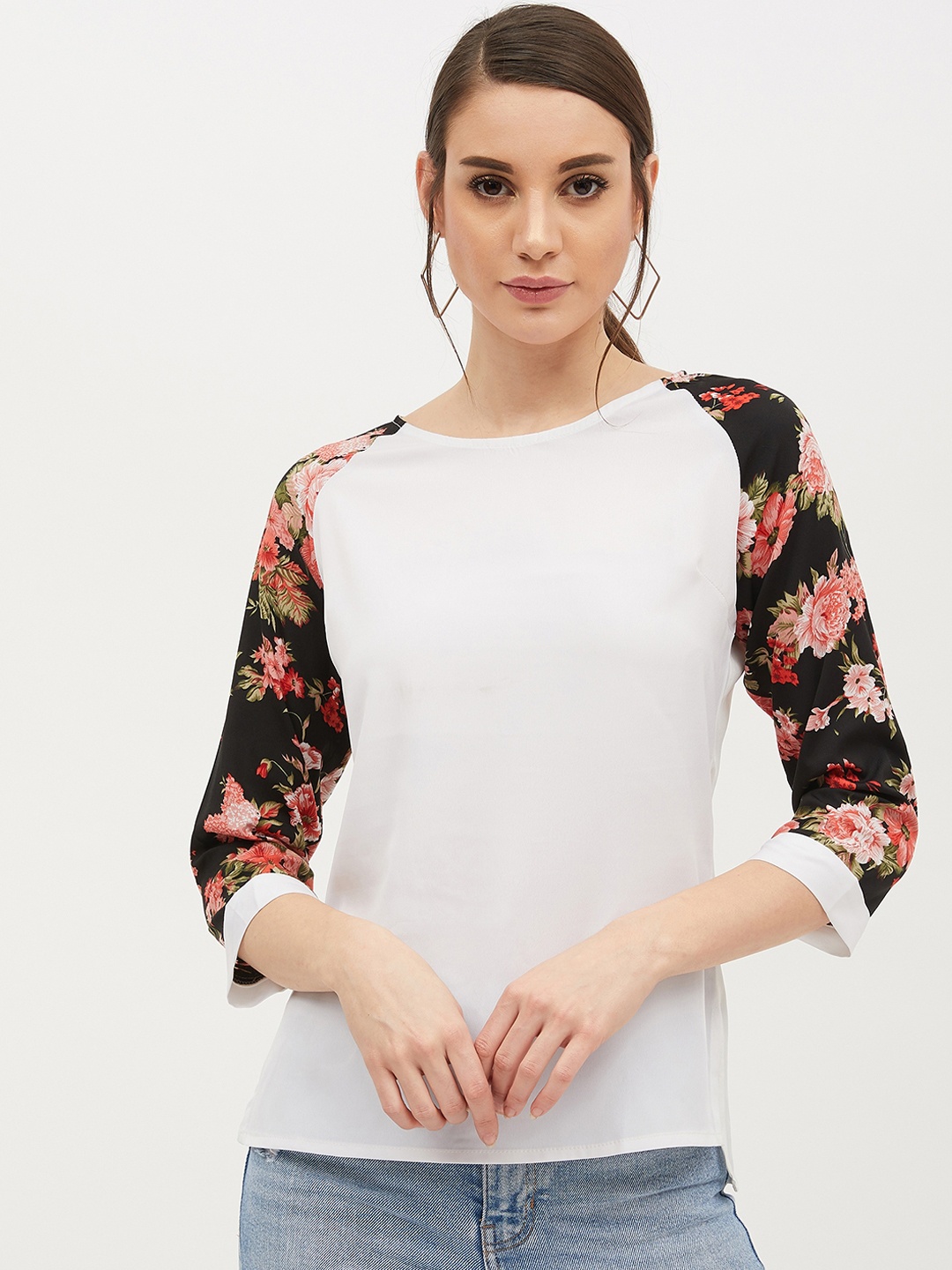 

Harpa Women White & Black Printed Top