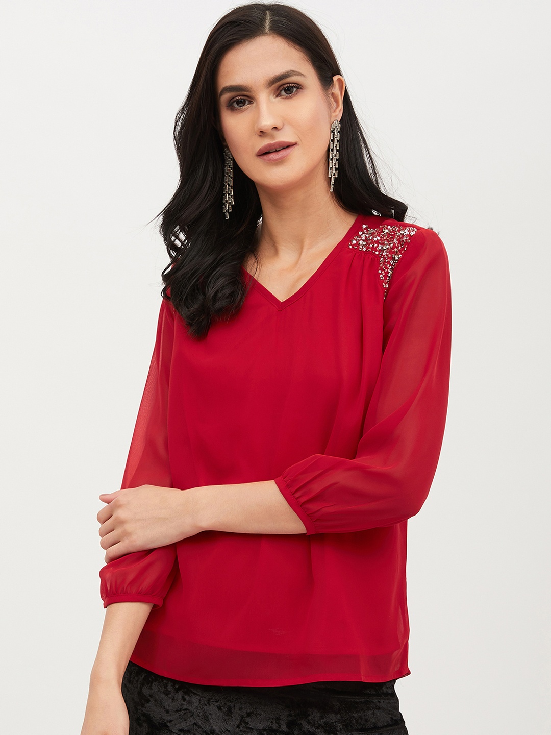 

Harpa Women Red Embellished Top