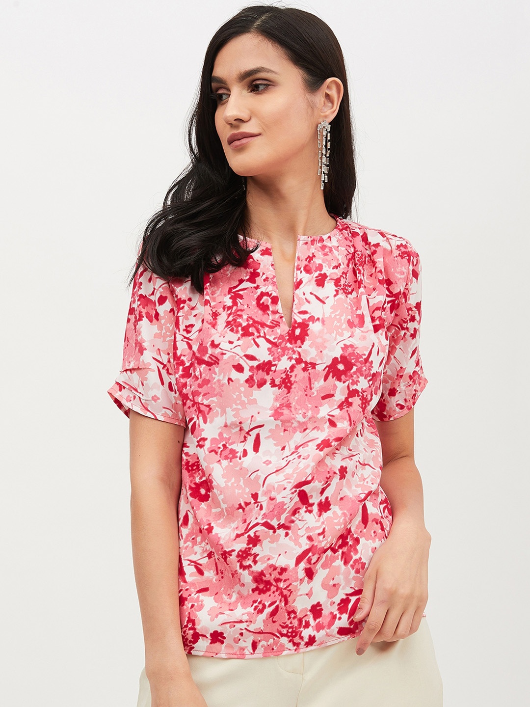 

Harpa Women Pink & White Floral Print Top