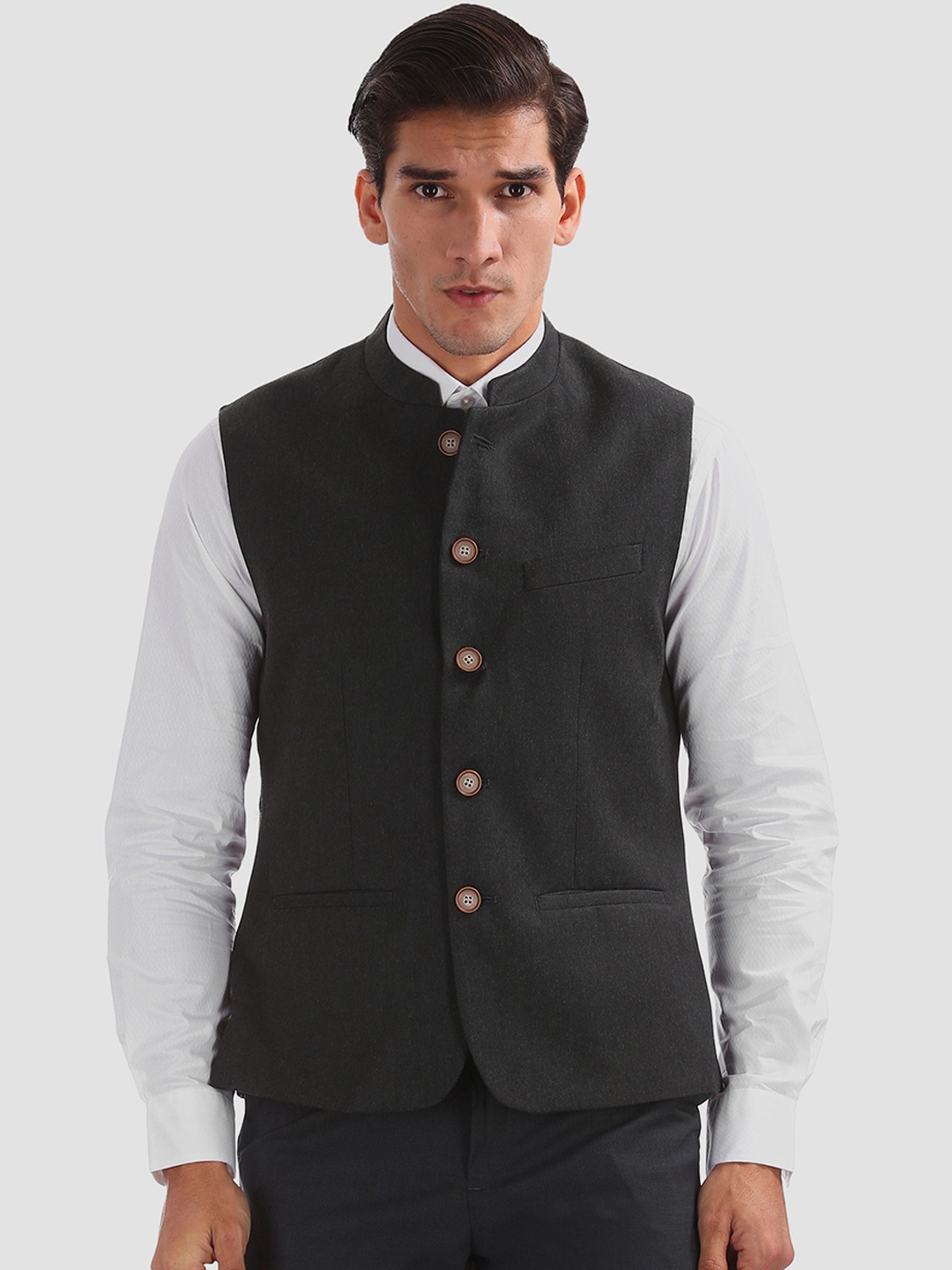 

Arrow Men Grey Slim Fit Nehru Jacket