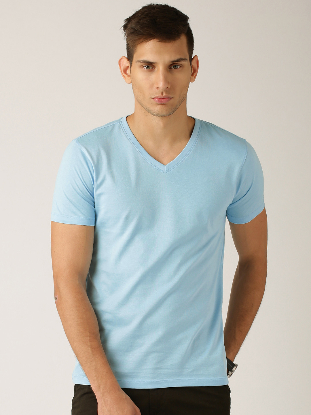 

ETHER Light Blue Pure Cotton T-shirt