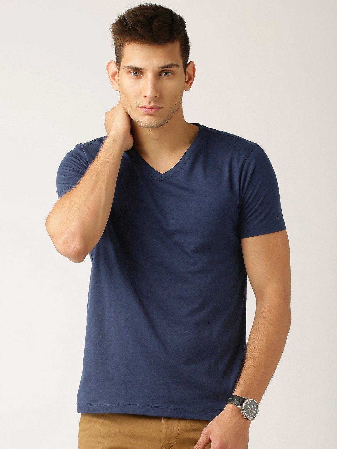 

ETHER Navy Pure Cotton T-shirt, Navy blue