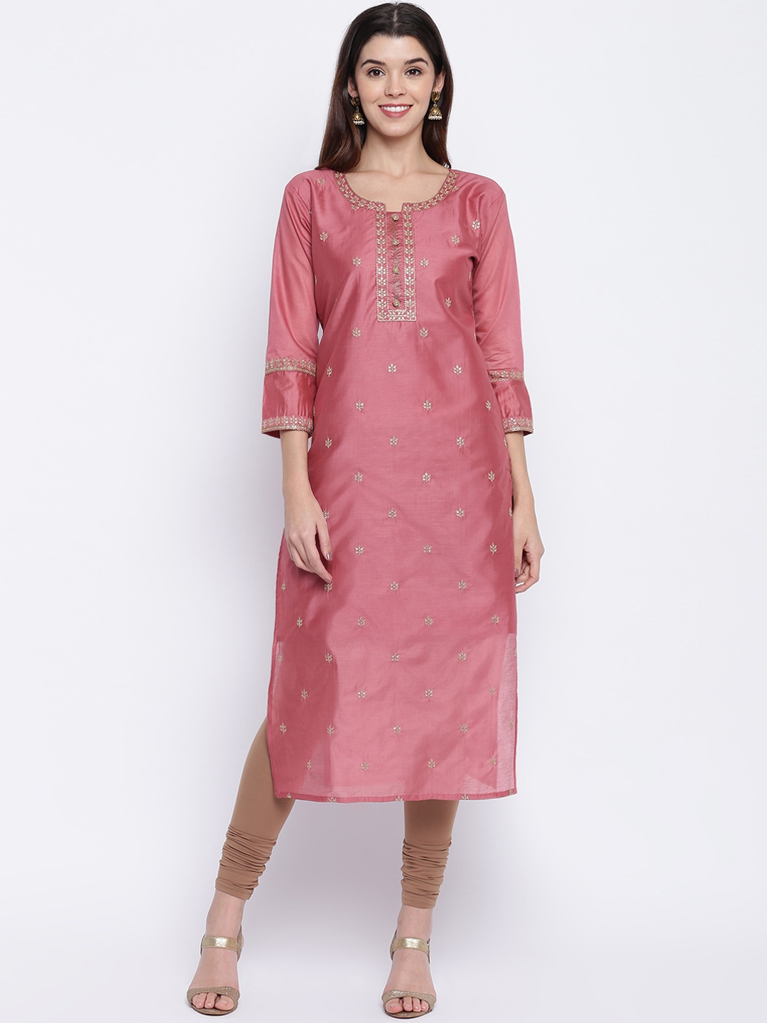 

Vbuyz Women Mauve Embroidered Straight Kurta