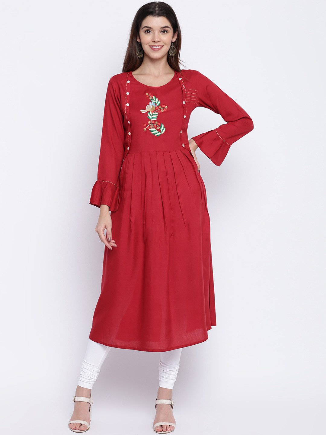 

Vbuyz Women Maroon Embroidered Anarkali Kurta