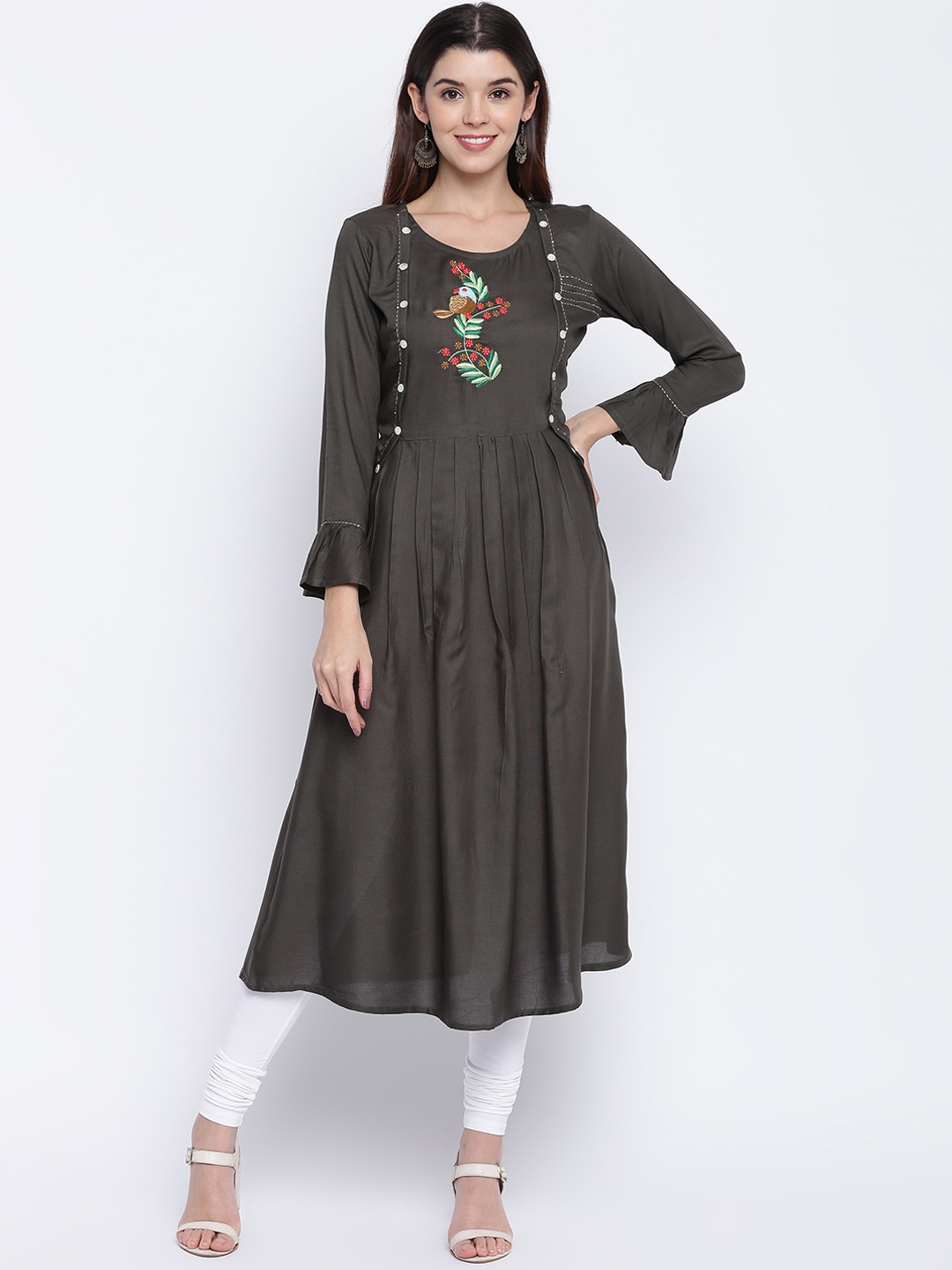 

Vbuyz Women Green Embroidered Anarkali Kurta