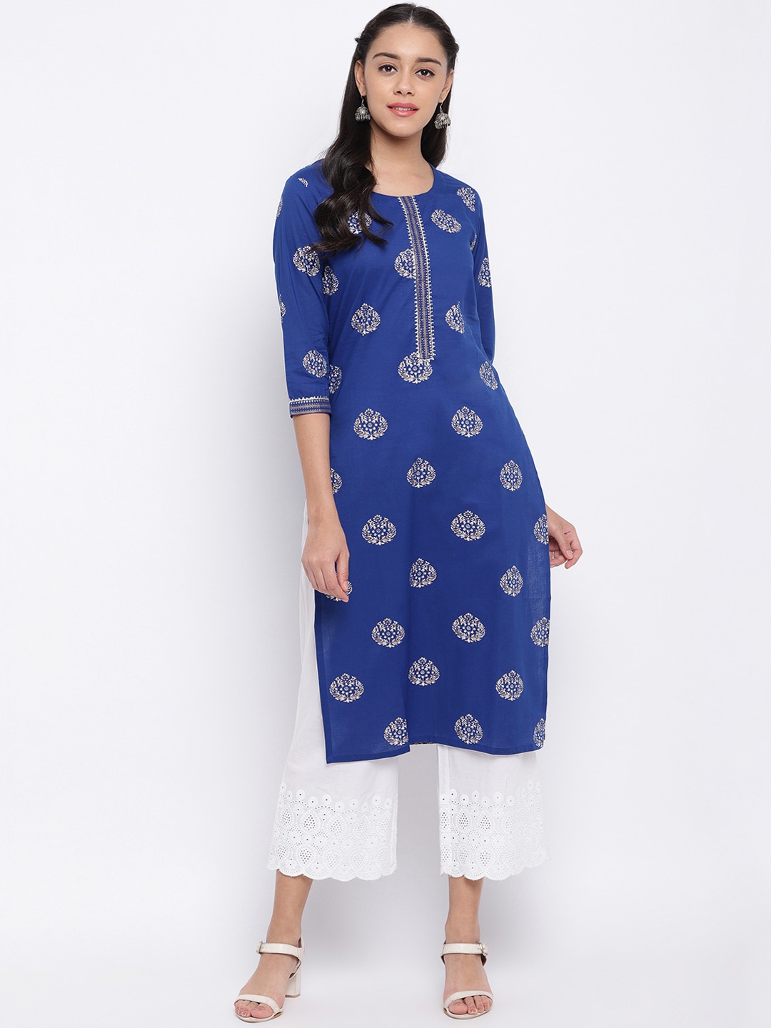 

Vbuyz Women Blue Printed Straight Kurta