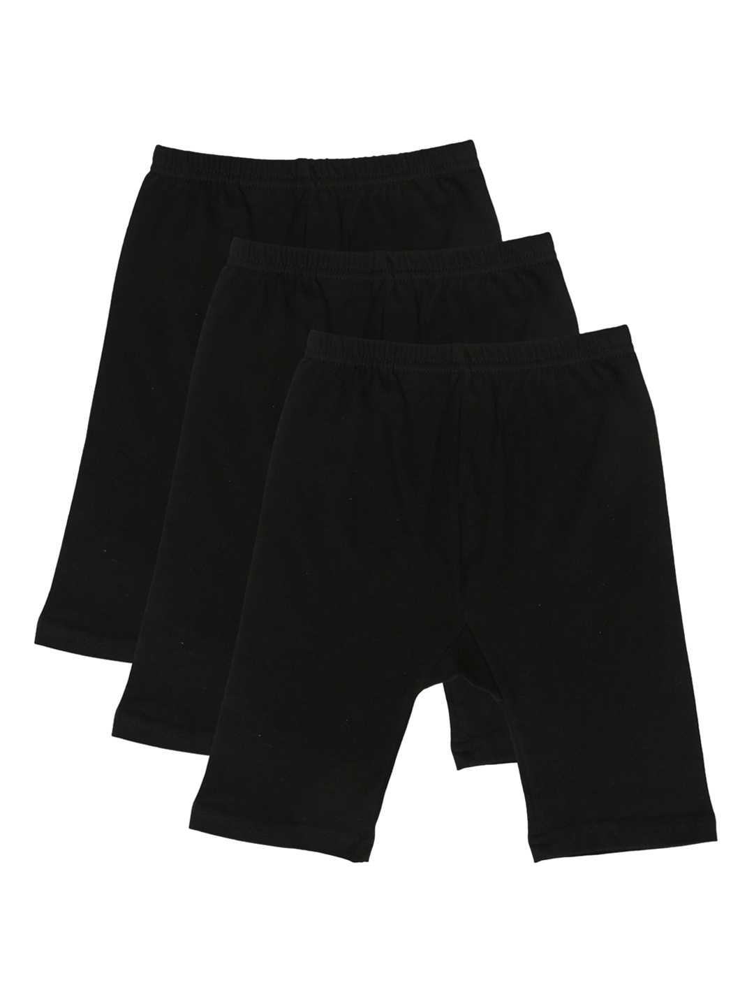 

YK Girls Black Pack of 3 Solid Slim Fit Biker Shorts