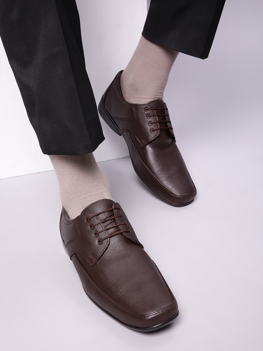 

Liberty Men Brown Solid Leather Formal Derbys