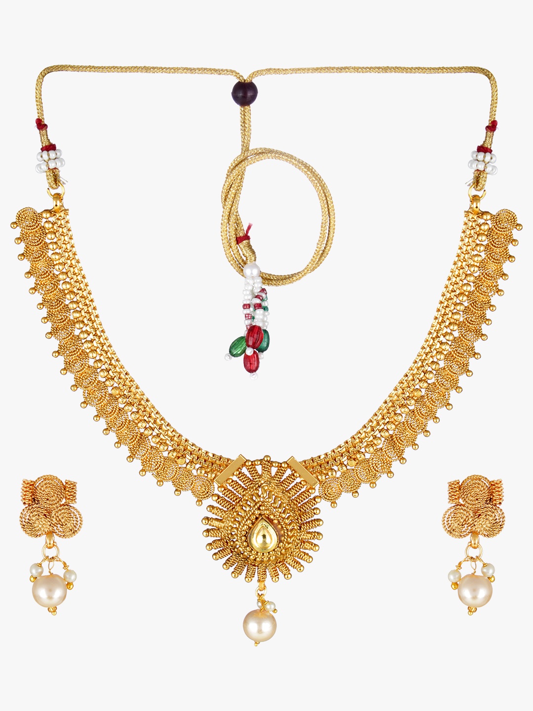 

Adwitiya Collection Gold-Plated Antique Necklace