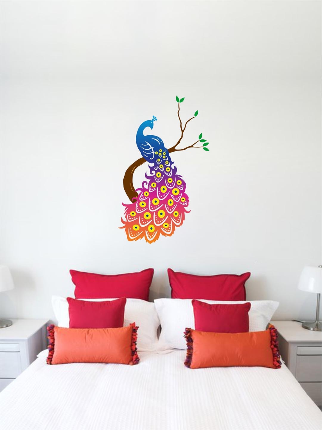 

rawpockets Multicolored Peacock PVC Vinyl Wall Stickers, Multi