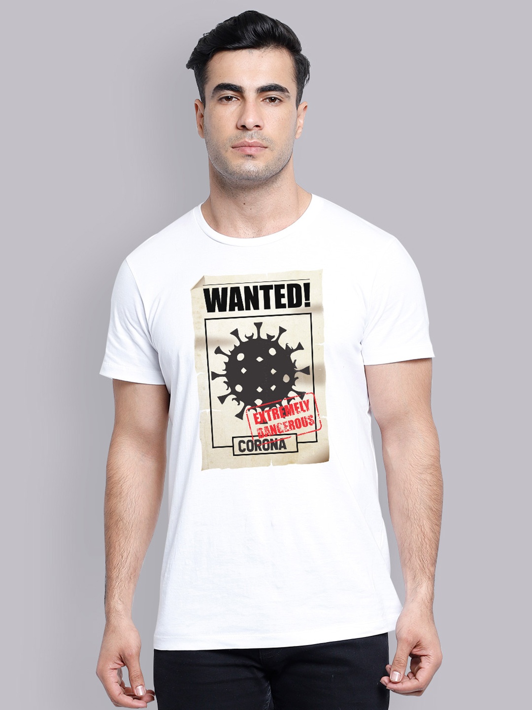 

Free Authority Men White Printed Round Neck T-shirt