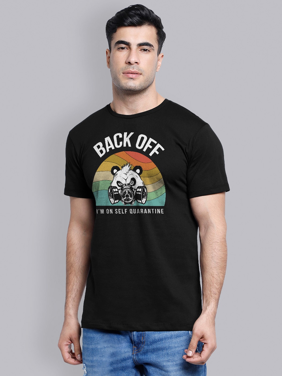 

Free Authority Men Black Printed Round Neck T-shirt