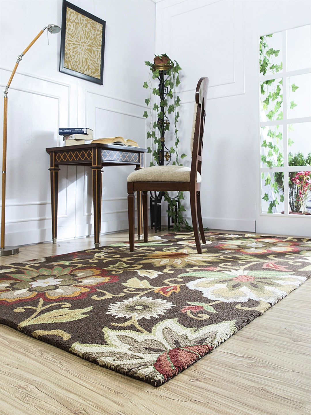 

Jaipur Rugs Brown & Beige Floral Hand-Tufted Transitional Wool Carpet
