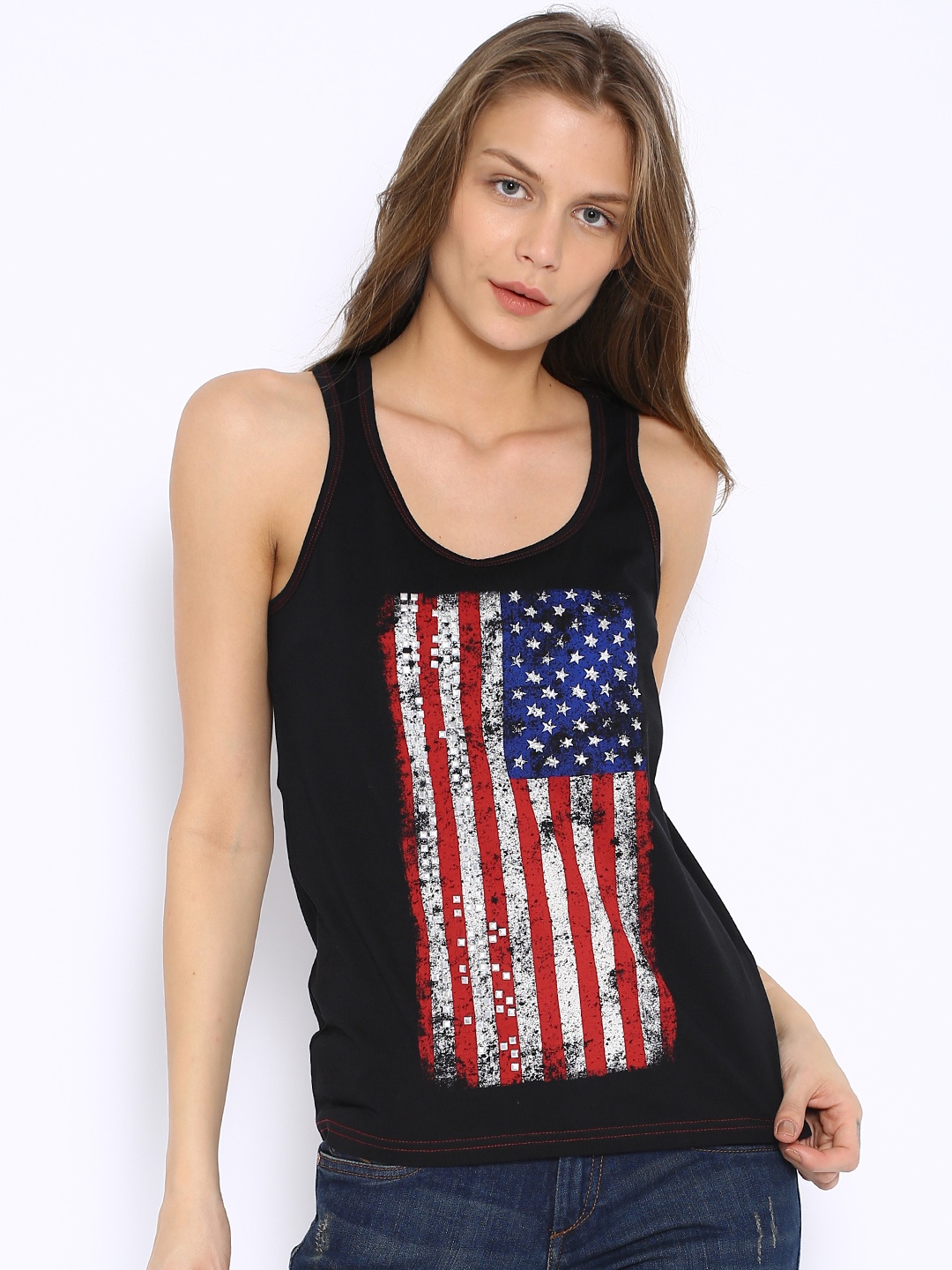 

Flying Machine Black Printed Tank Top