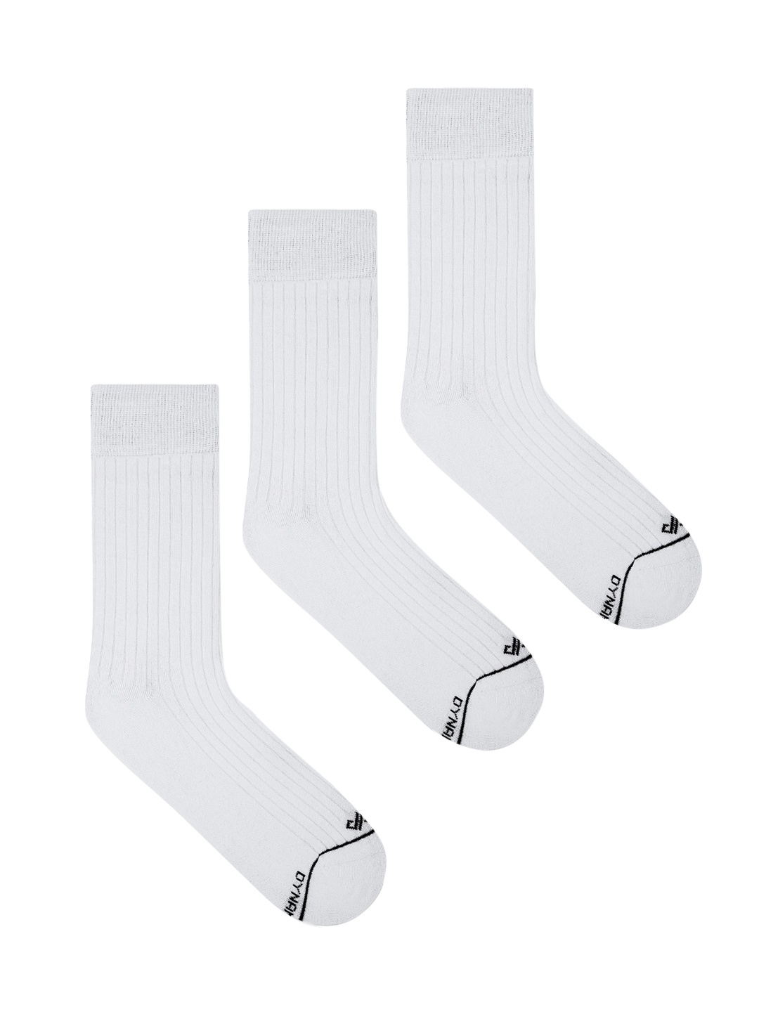 

Dynamocks Unisex Pack Of 3 White Solid Calf Length Socks